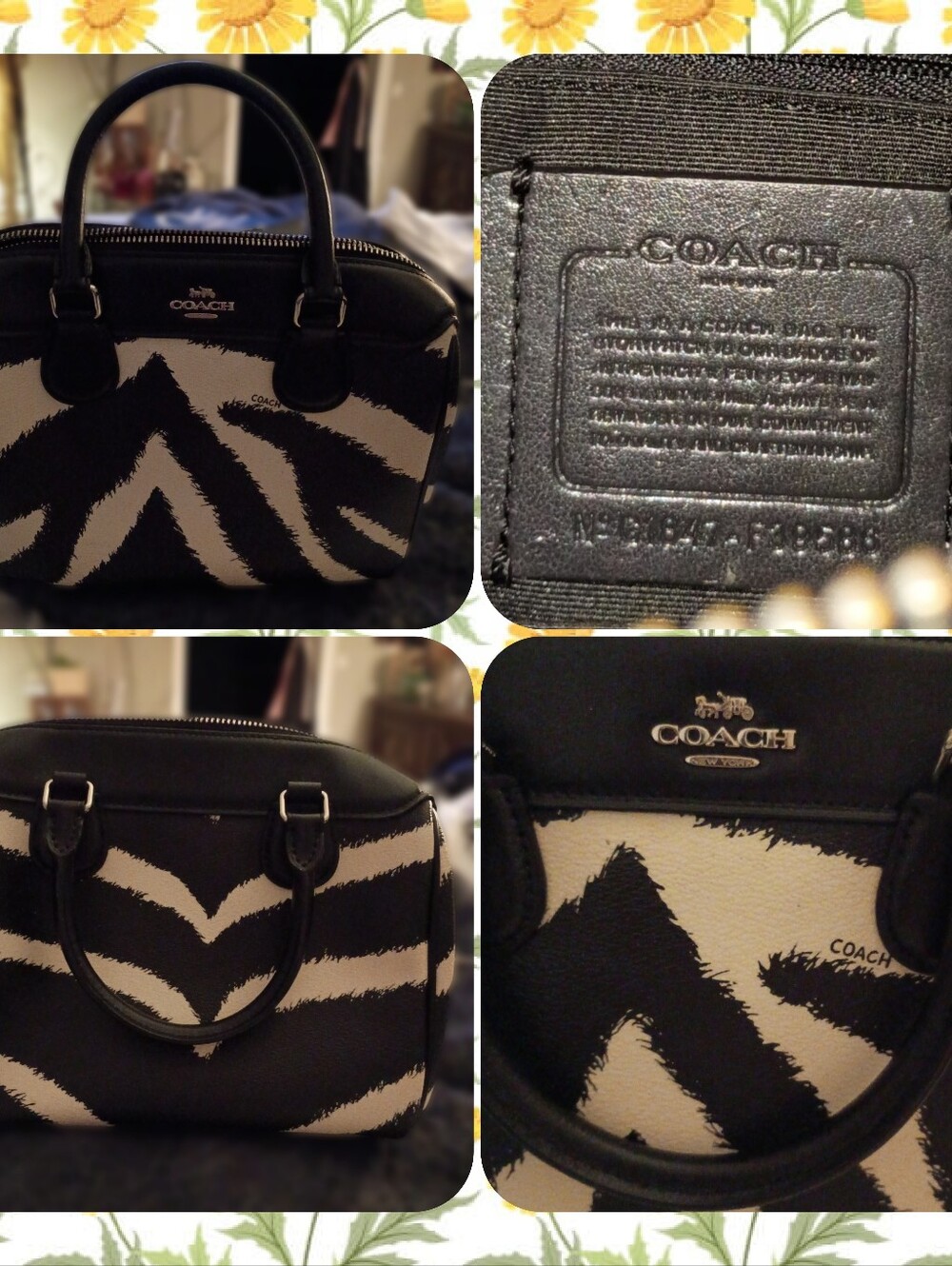 Coach Black & White Zebra-Print Mini Satchel